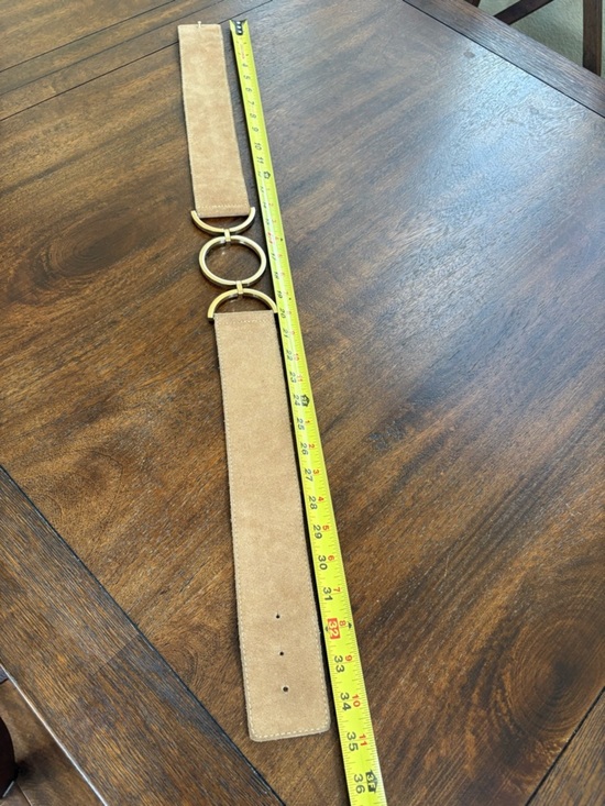 Bebe Open Circles Suede Waist Belt Women M/L Brown Genuine Leather  Boho